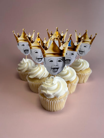 Custom Crown Photo Cupcake Toppers
