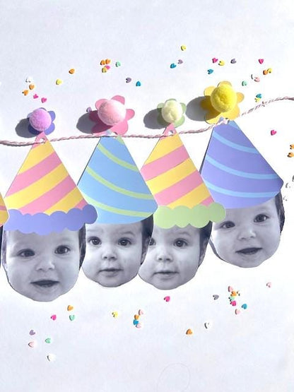Custom Pastel Photo Party Hat Banner