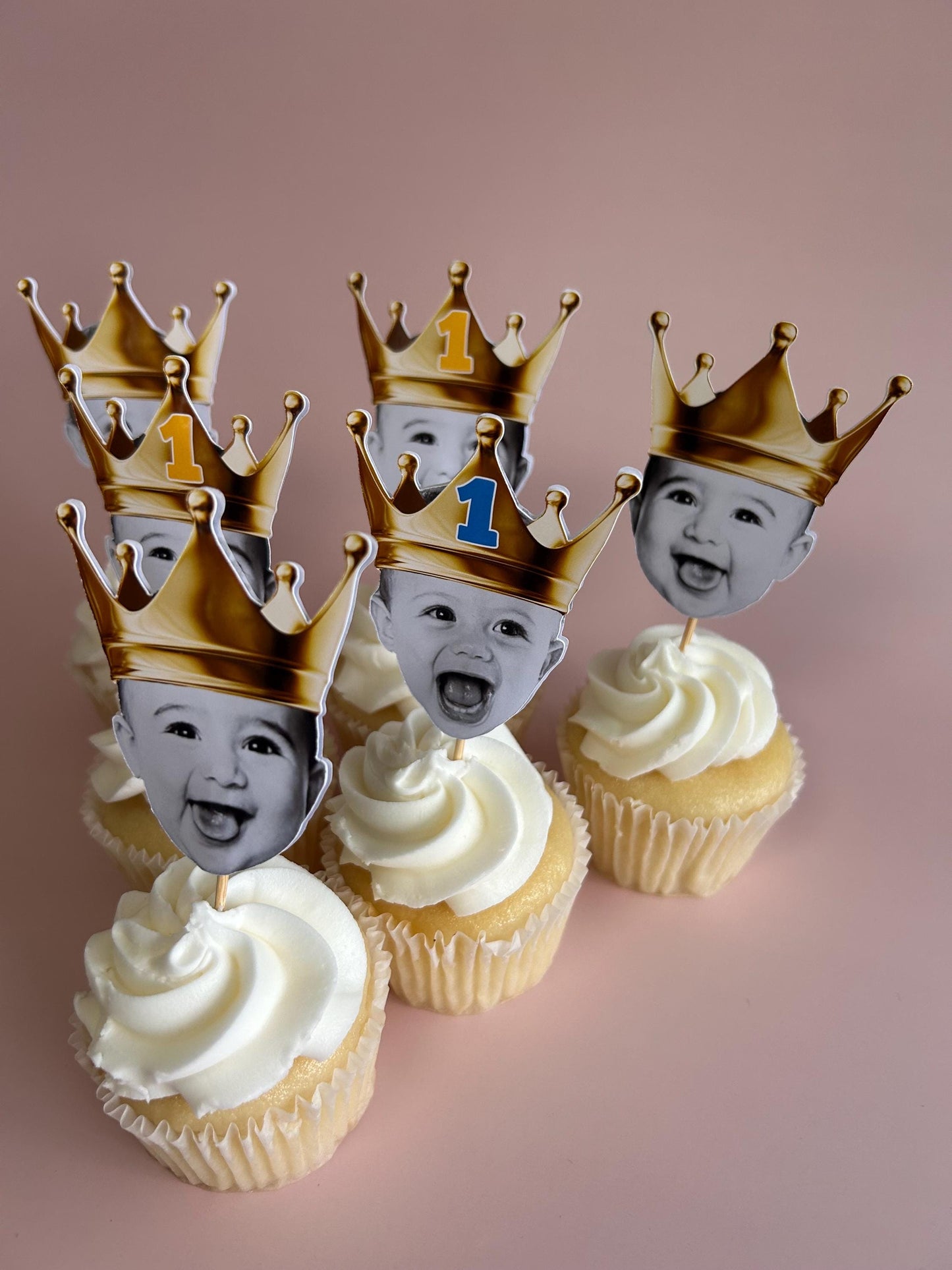 Custom Crown Photo Cupcake Toppers