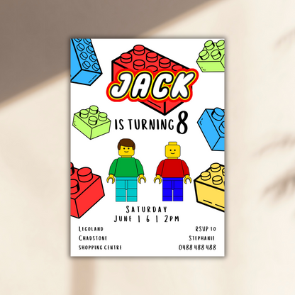 Personalised Block Themed Birthday Invitation