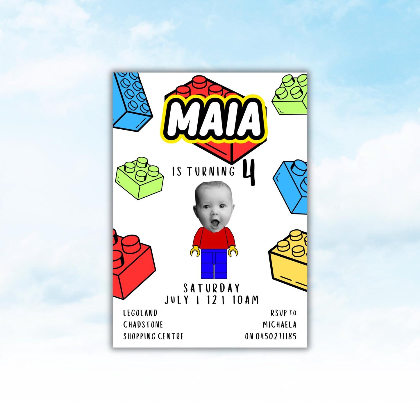 Personalised Block Themed Birthday Invitation