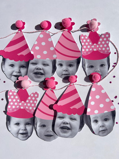 Custom Pink & White Polka Dot Photo Party Banner