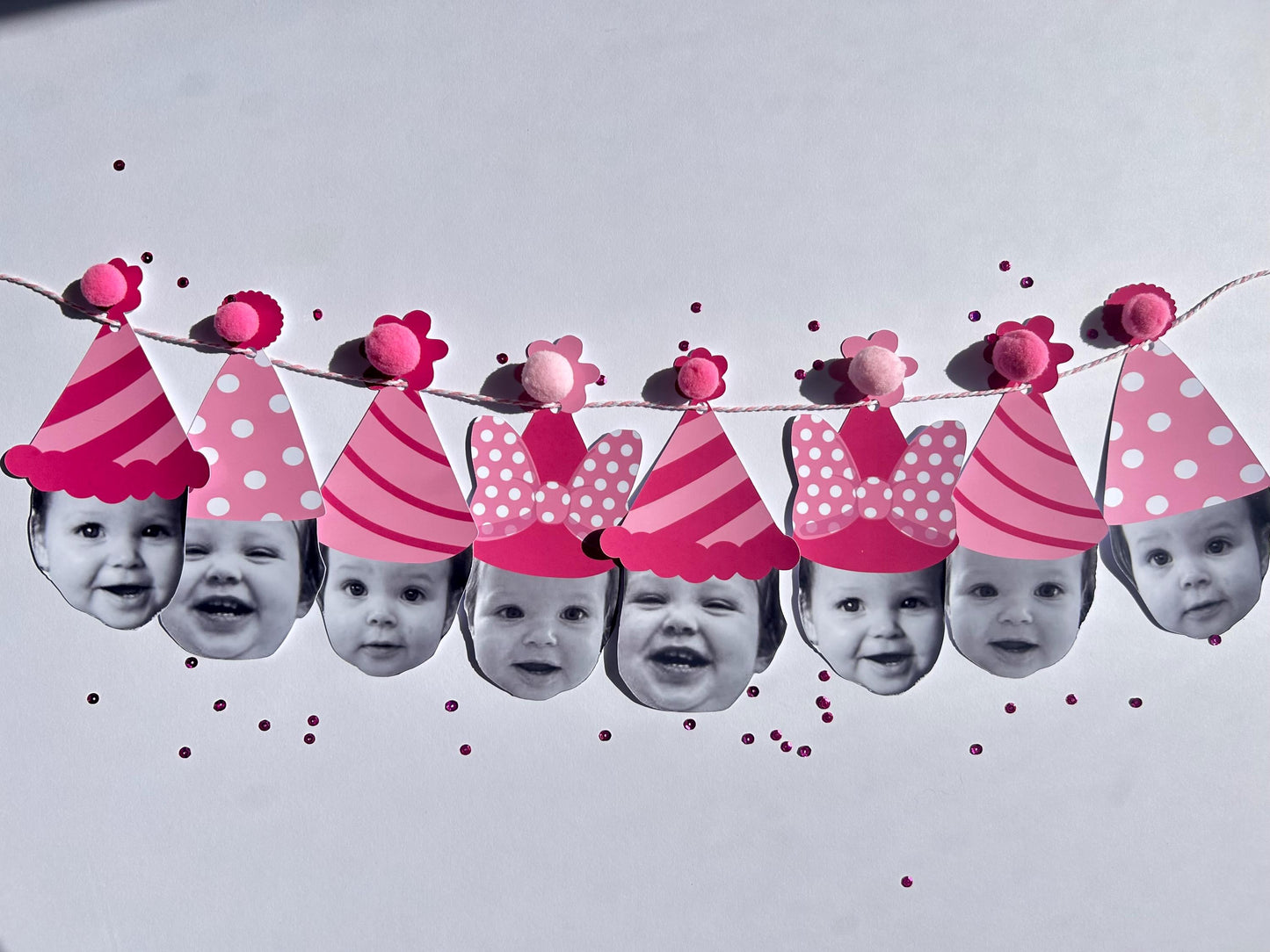 Custom Pink & White Polka Dot Photo Party Banner