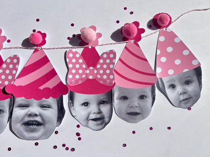 Custom Pink & White Polka Dot Photo Party Banner