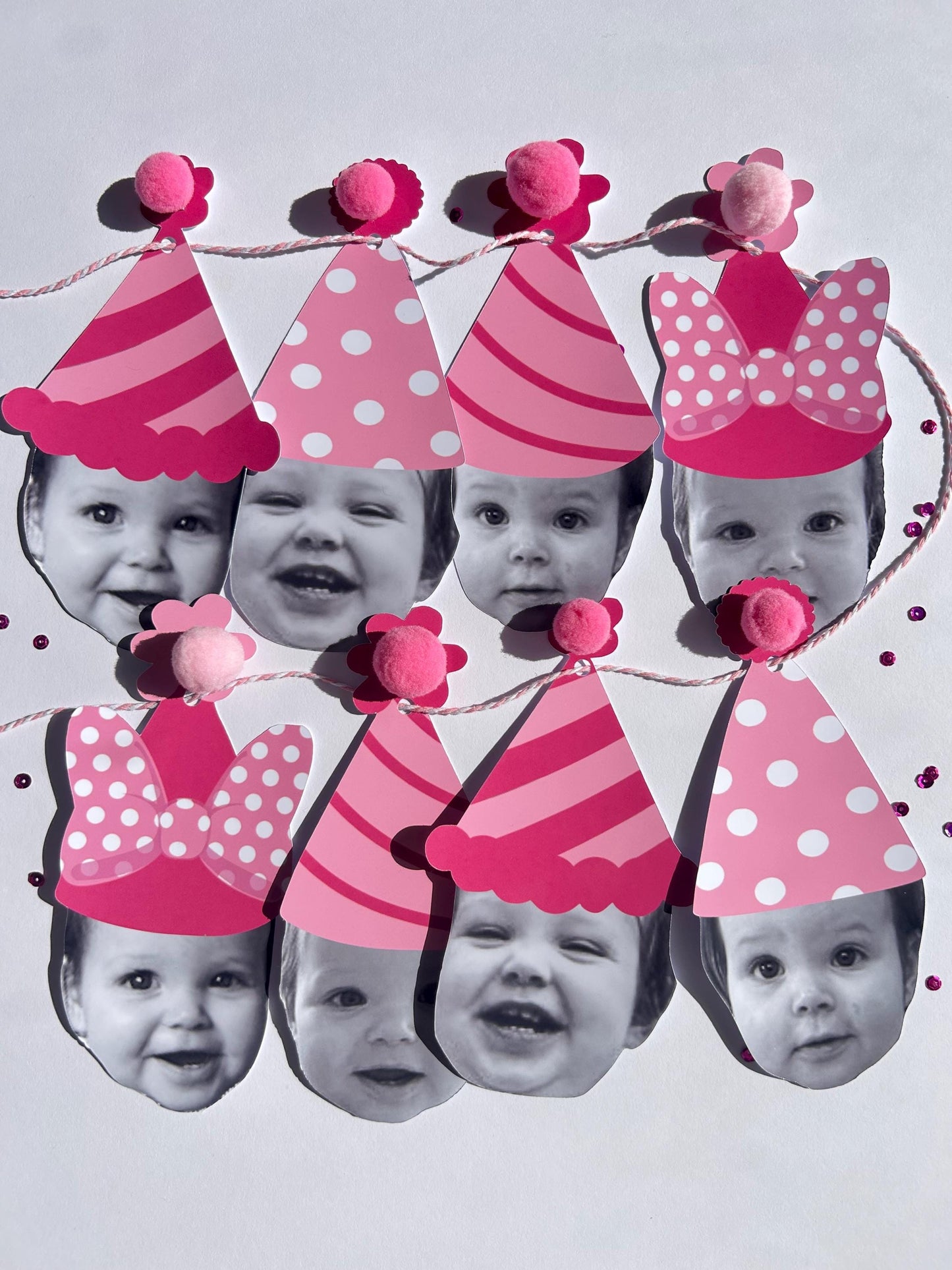 Custom Pink & White Polka Dot Photo Party Banner