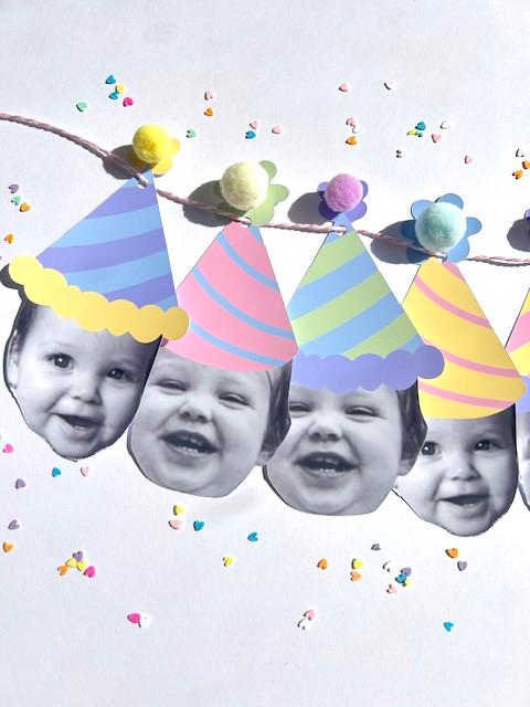 Custom Pastel Photo Party Hat Banner