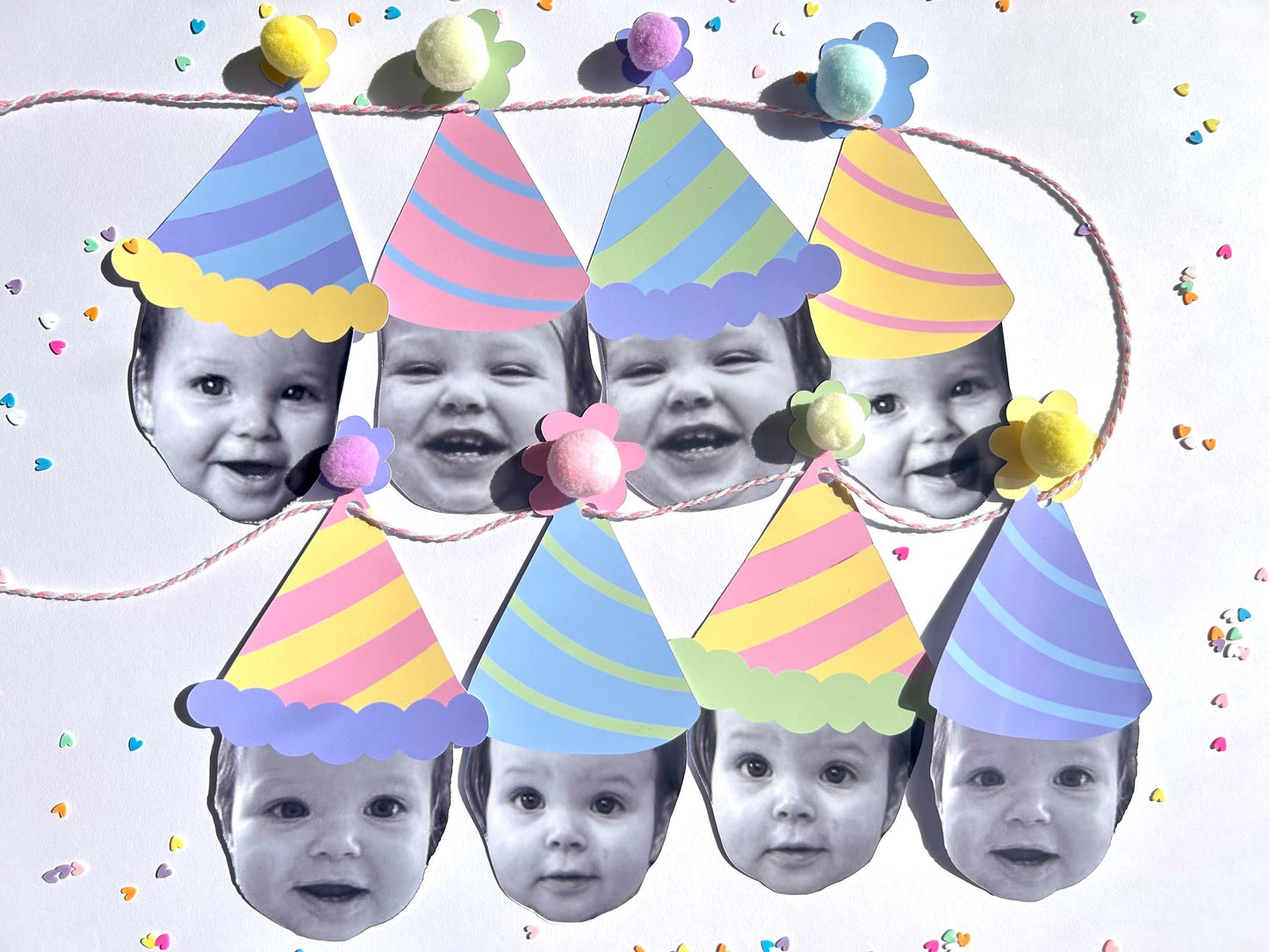 Custom Pastel Photo Party Hat Banner
