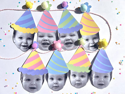 Custom Pastel Photo Party Hat Banner
