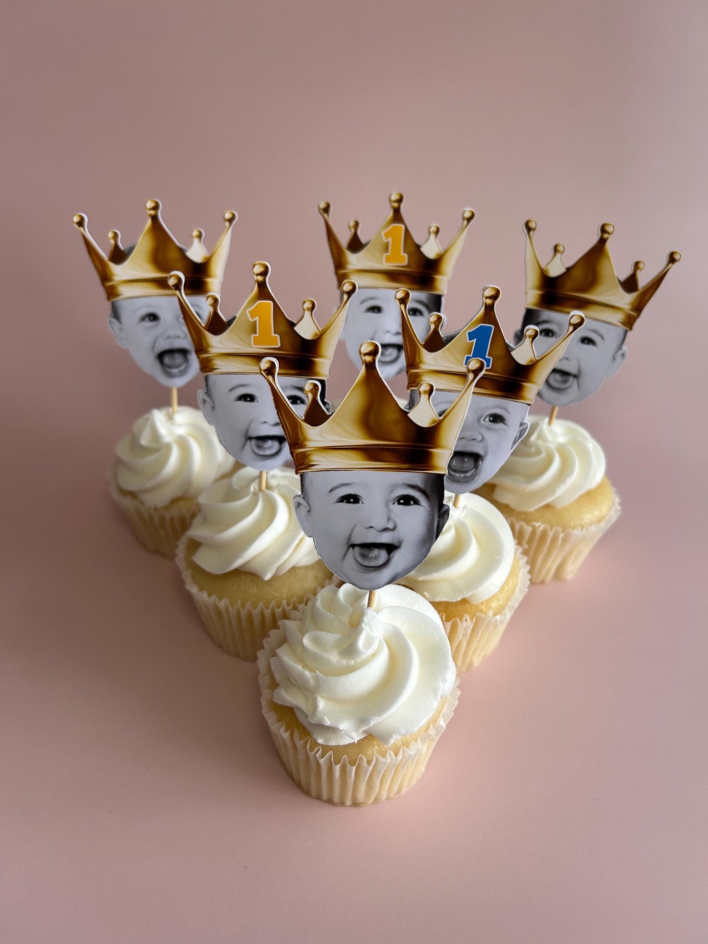 Custom Crown Photo Cupcake Toppers