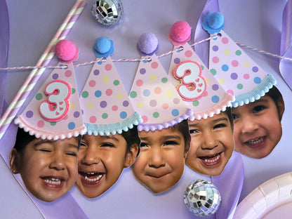 Custom Rainbow Polka Dot Photo Party Banner