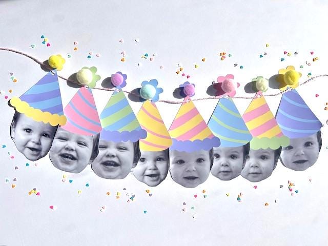 Custom Pastel Photo Party Hat Banner
