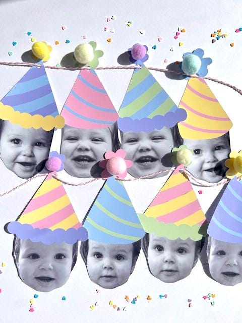 Custom Pastel Photo Party Hat Banner