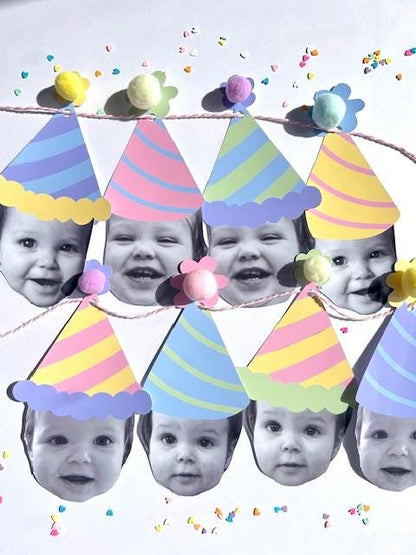 Custom Pastel Photo Party Hat Banner