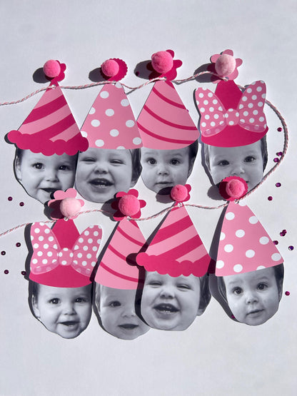 Custom Pink & White Polka Dot Photo Party Banner