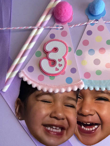 Custom Rainbow Polka Dot Photo Party Banner